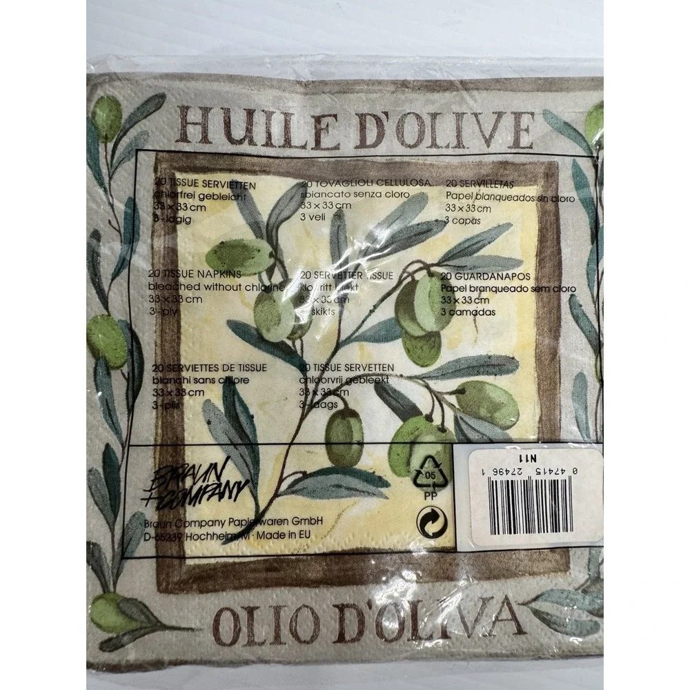 Atelier Huile D'Olive Cocktail Napkins 20 Count‎ Lot of 3 NEW